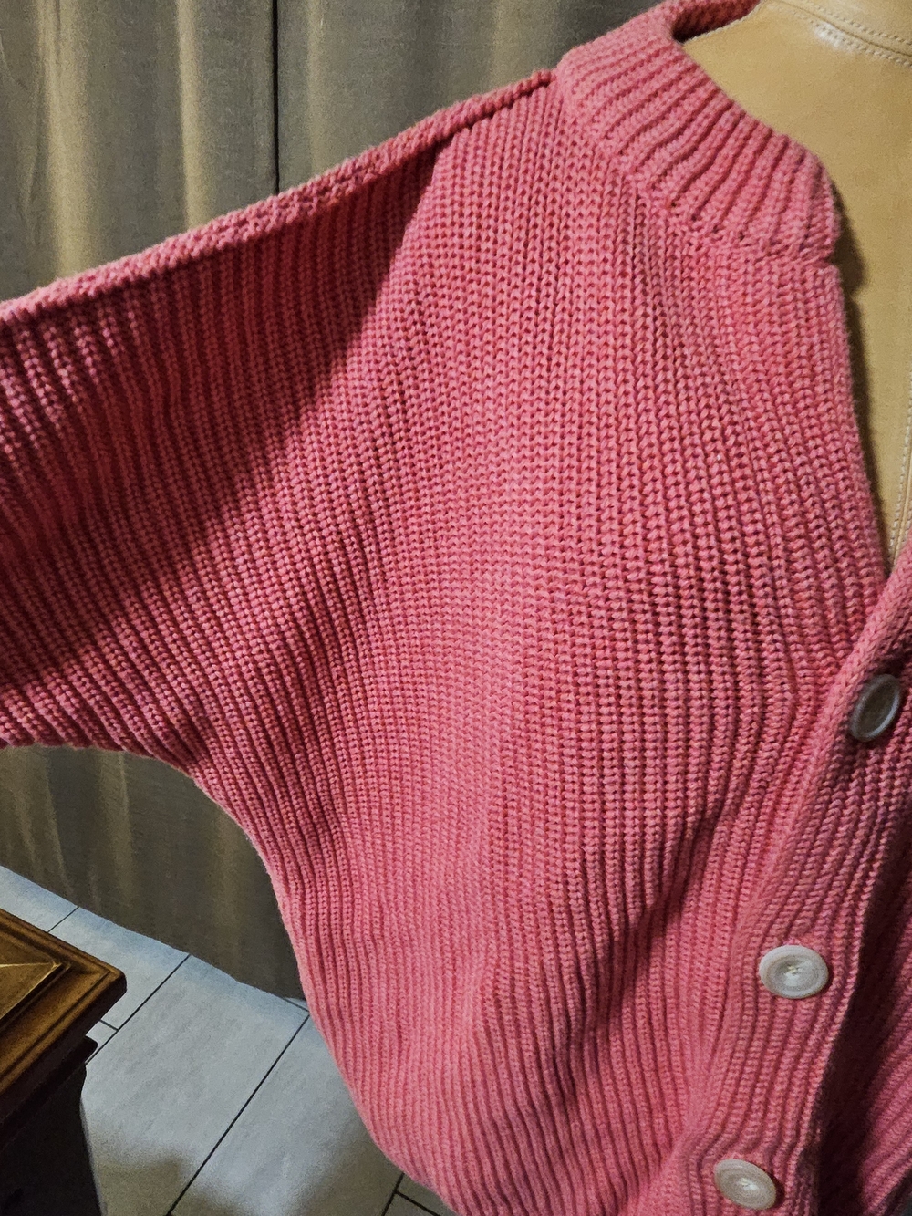 Frank & Eileen Coral Pink Ribbed Button-Front Cardigan - Picture 3 of 8